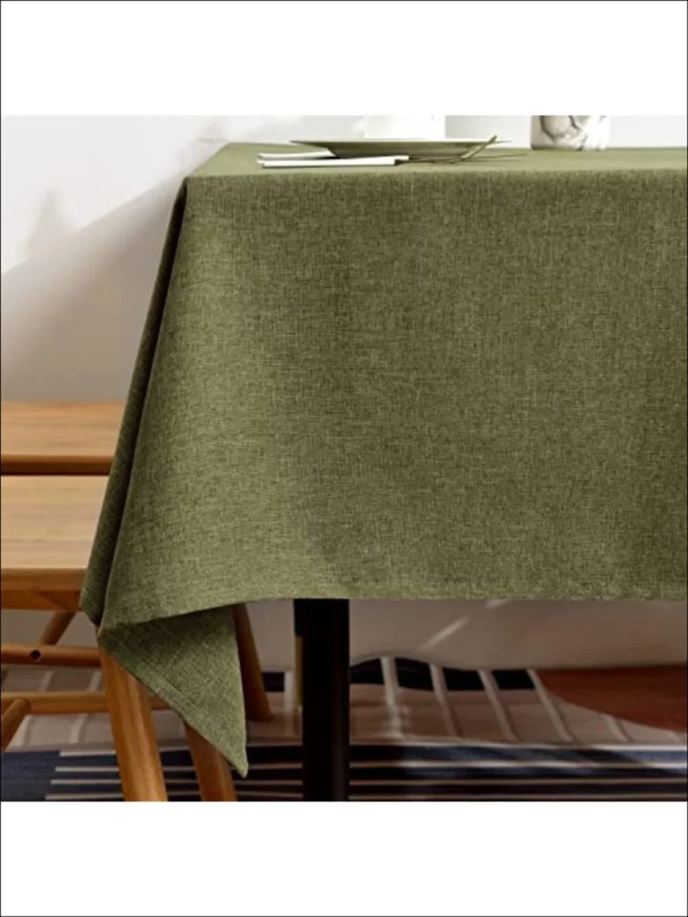 Waterproof Faux Linen Tablecloth 55x95 Rectangle Spill Resistant Washable